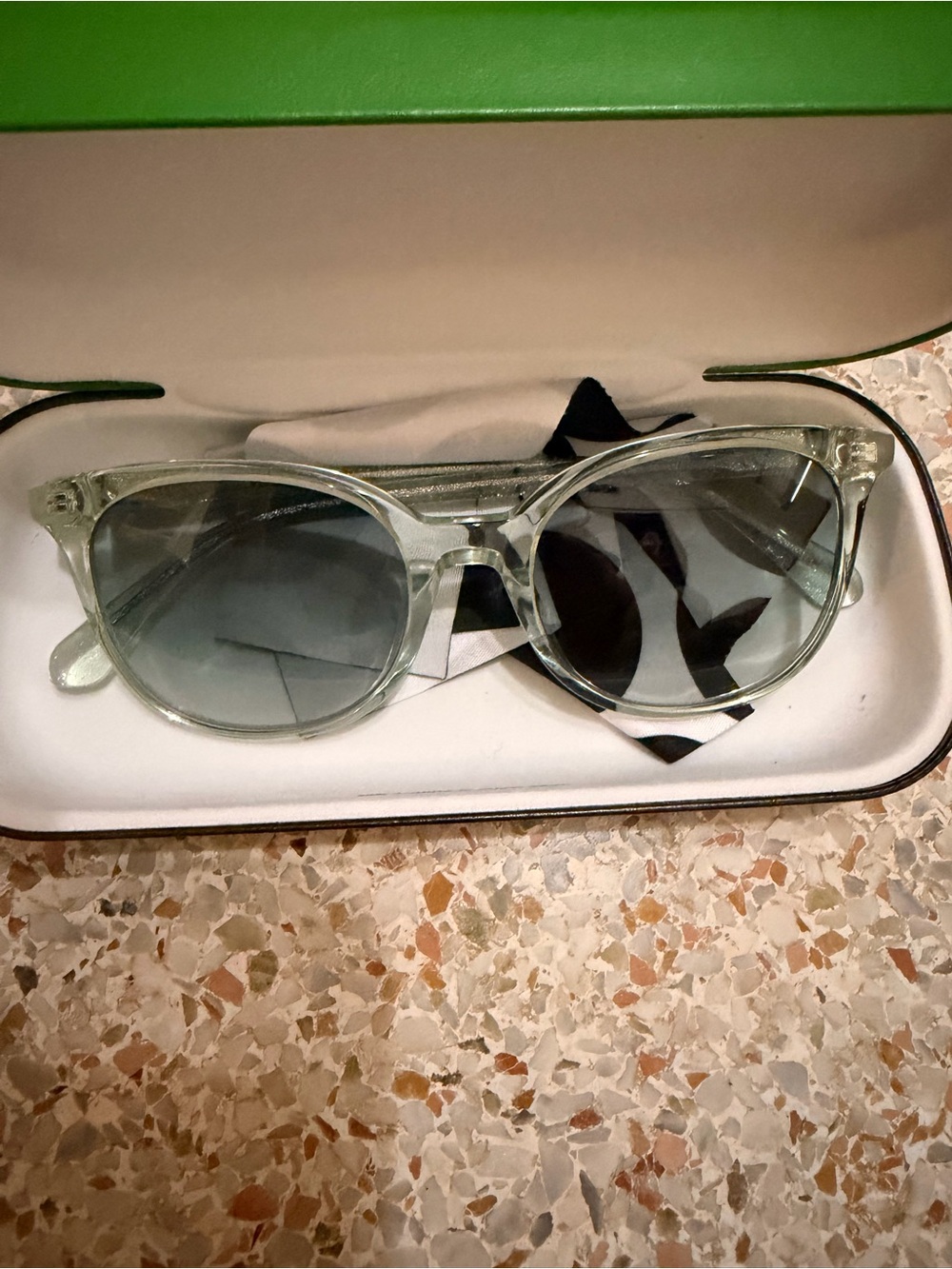 kate spade Clear Frame Sunglasses with Gray Lenses andrias